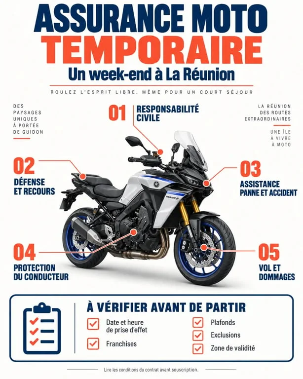 Assurance moto week-end urgent à La Réunion : garanties et vérifications essentielles