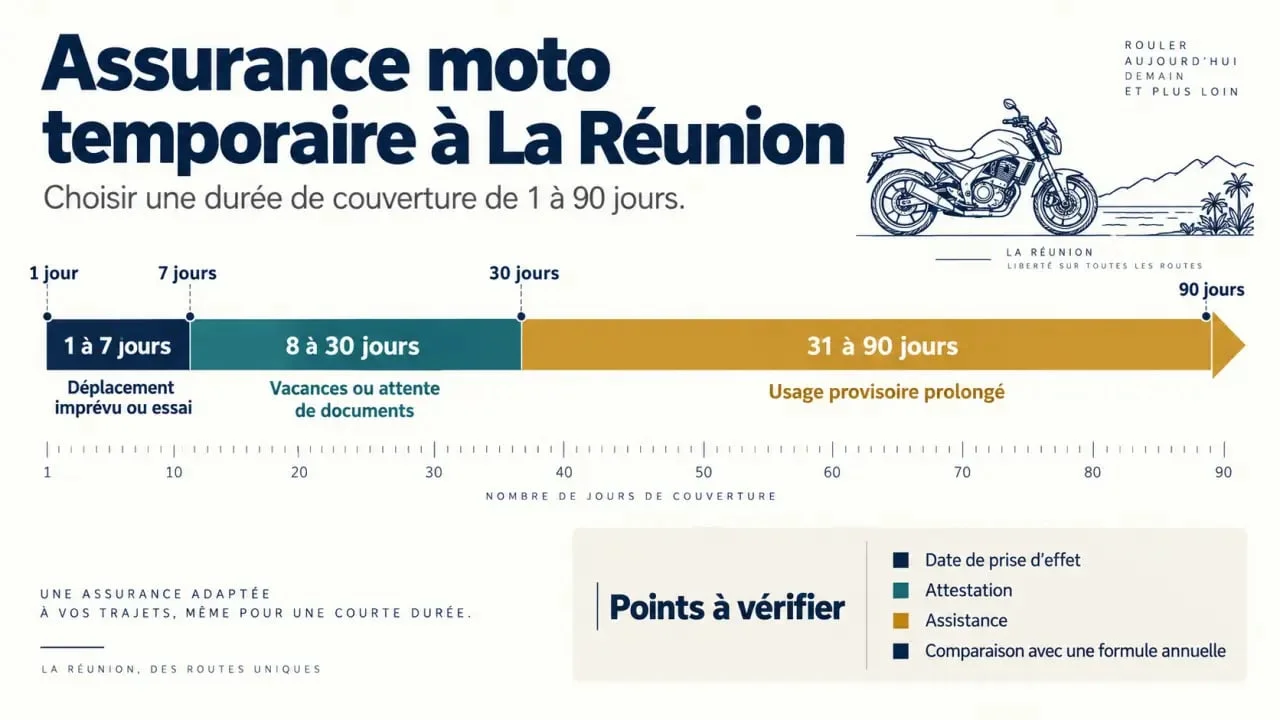 Assurance moto temporaire Réunion : durées de couverture et points à vérifier