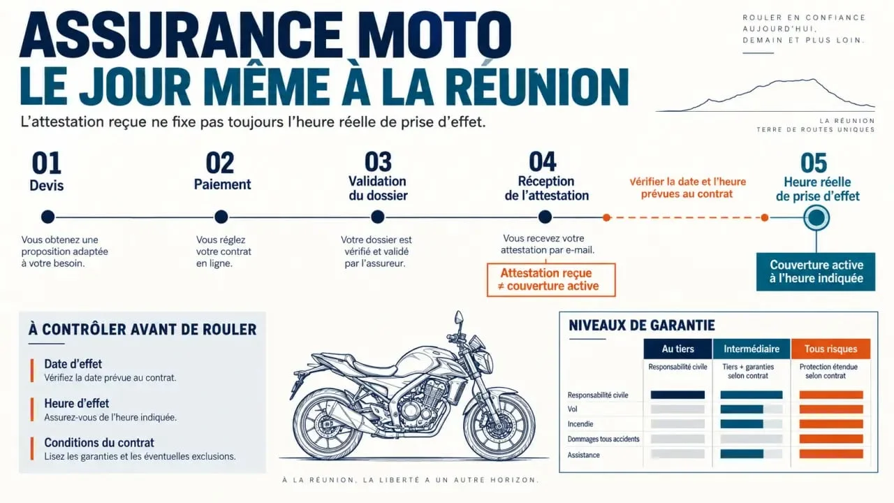 Assurance moto le jour même à La Réunion : étapes de souscription et prise d’effet des garanties