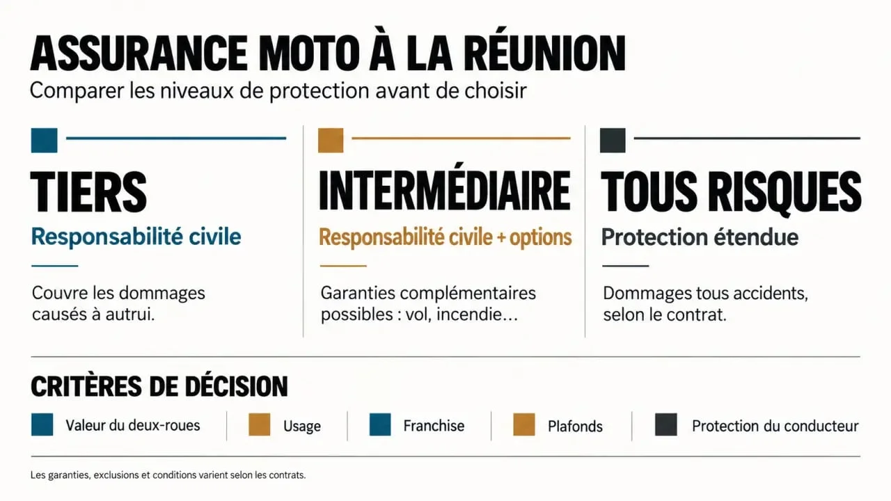 Devis assurance moto courtier Réunion : comparaison des formules tiers, intermédiaire et tous risques