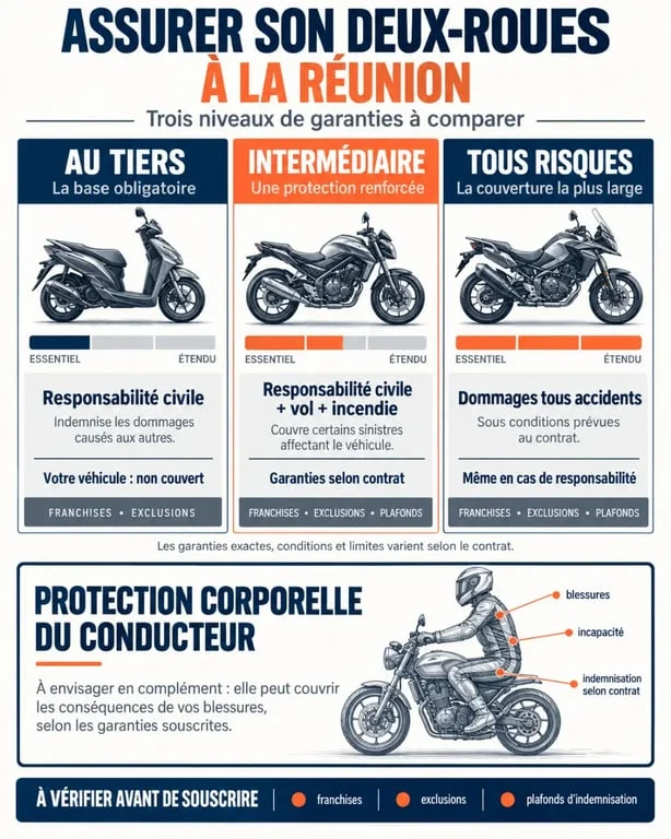 Infographie des formules d’un devis assurance deux roues Réunion
