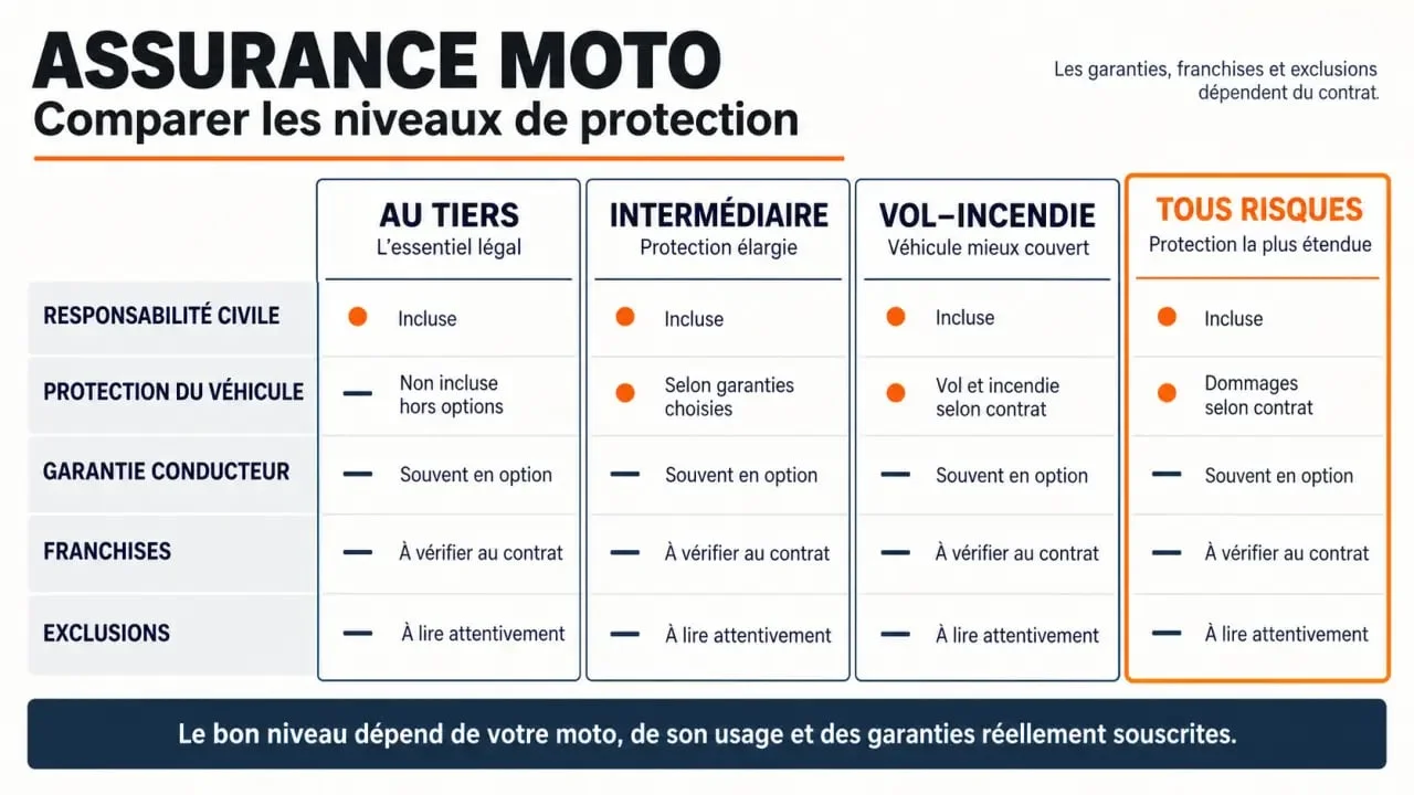Devis assurance moto personnalisé Réunion : infographie des formules et garanties à comparer